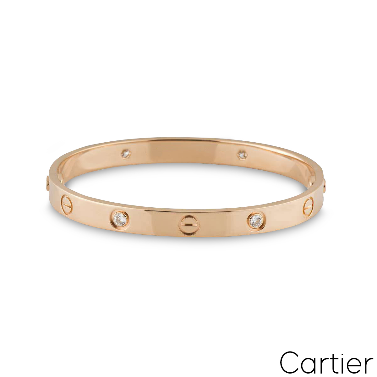 Cartier Rose Gold Half Diamond Love Bracelet Size 16 B6036016